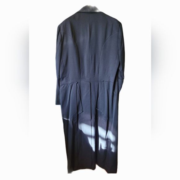 Wah Maker Men's Frock Black Long Coat Vintage Business Casual Western - Picture 5 of 8